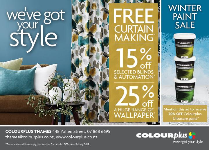 Colourplus curtains, blinds and wallpaper sales start now. - Neighbourly  Huntly, Huntly